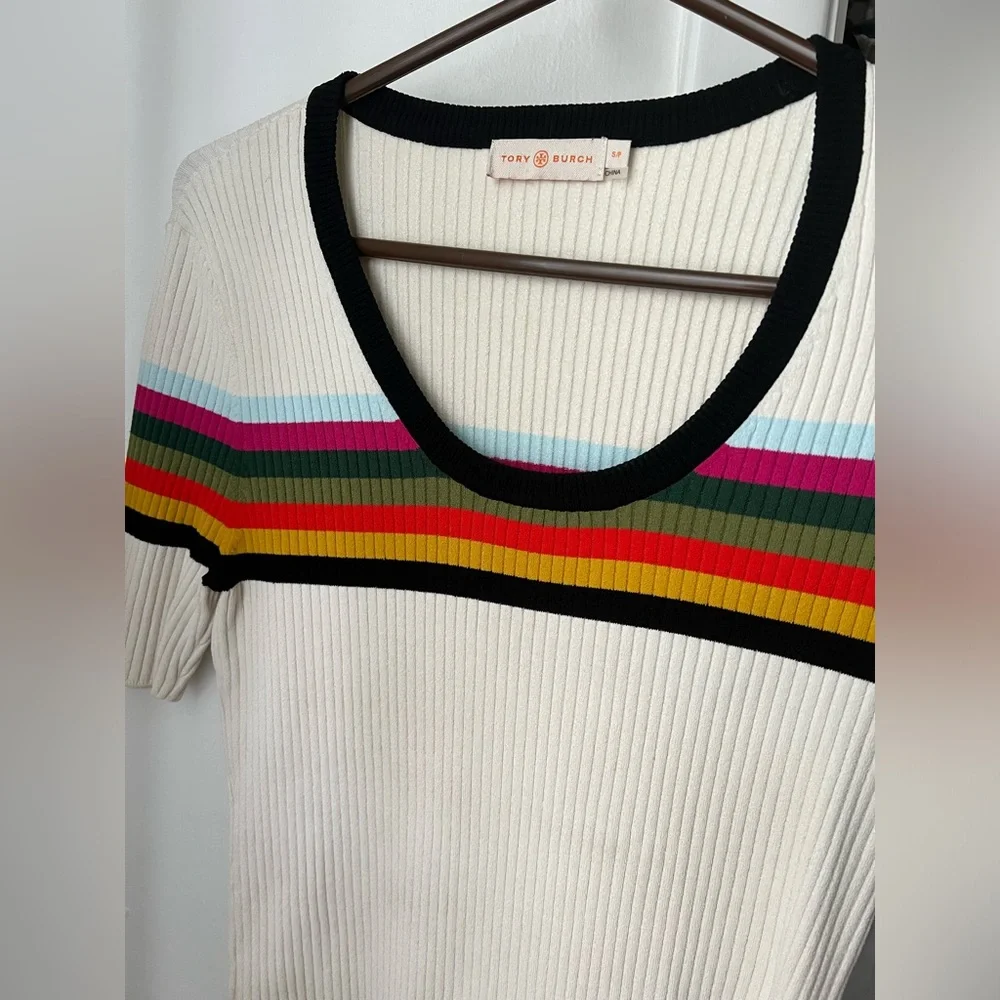 Tory Burch Multicolor Striped Short Sleeve Tee